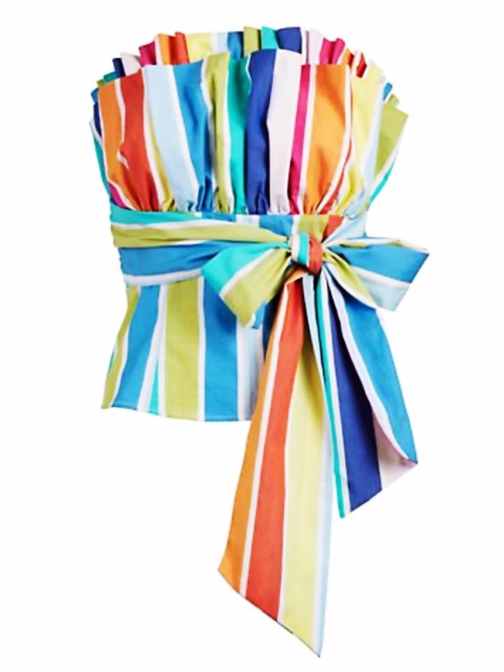 New Ny & Co Multicolor Striped Strapless Tie-Front Top